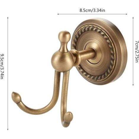 Appendiabiti da parete, portasciugamani da porta in ottone anticato, portasciugamani da bagno, gancio per cappotti, cappelli e borse, staffa a muro (1/4)
