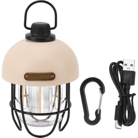 Lanterne de camping rechargeable avec batterie 4500 mAh, éclairage LED, 3 modes d'intensité, étanche, idéale pour la randonnée et la pêche (blanche). (1/5)