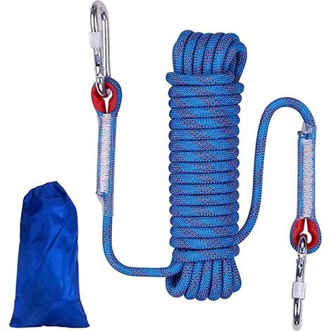 Statisches Kletterseil für den Außenbereich, 10 m Nylonseil mit Karabiner, 8 mm statisches Nylonseil, für Outdoor-Wandern, Camping, Sportzubehör (1/5)