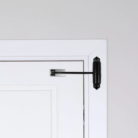 Ferme-porte automatique à double ressort en alliage d'aluminium robuste avec loquet de sécurité réglable (noir) (1/5)
