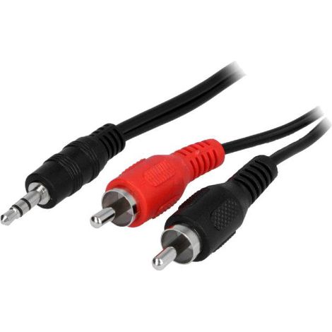 Cable Jack 3.5mm RCAx2 noir 0.2m