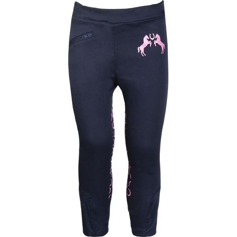 Pantaloni equitazione bambino con silicone sulle ginocchia modello Pink Pony: 3/5 anni 110/116, 6900 blu scuro (1/5)