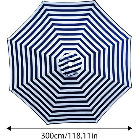 UV-beständiges und wasserdichtes Sonnenschirmdach, geeignet für Gärten und Strände, blau, 300 cm, 8 Streben. (1/4)