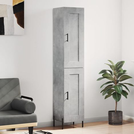 Buffet haut,Buffet de salon,Commode Meuble de rangement,Style Industriel Gris béton 34,5x34x180 cm Bois d'ingénierie VNWE136438 (1/5)