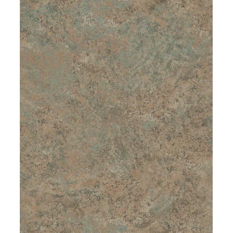 Papier peint effet bronze oxydé cuivre et sauge (1/2)