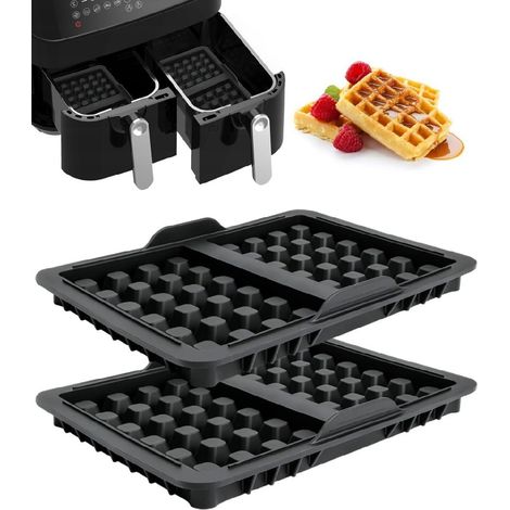 Moule À Gaufres En Silicone - 21 X 14 5 X 2 5 Cm - Pour Friteuse À Air - Compatible Avec Modèles Grand Volume - Lot De 2 (1/5)