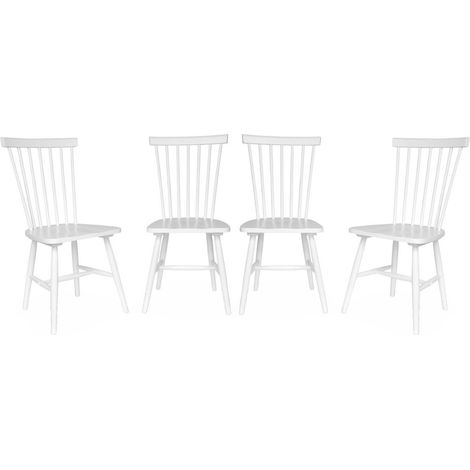 Set of 4 hevea wooden chairs White 49x44x90 cm - Romie