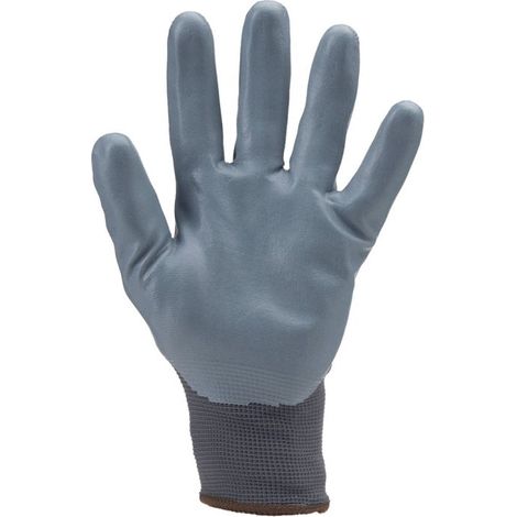 Lot de 10 paires de gants Manutention polyam gris - paume Nitrile gris mousse Taille 10