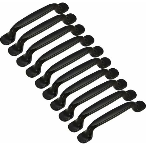 Poignée De Meuble - Aluminium - Distance Entre Trous 96 Mm - Longueur Totale 13 Cm - Finition Mate - Noir - Lot De 10 (1/3)
