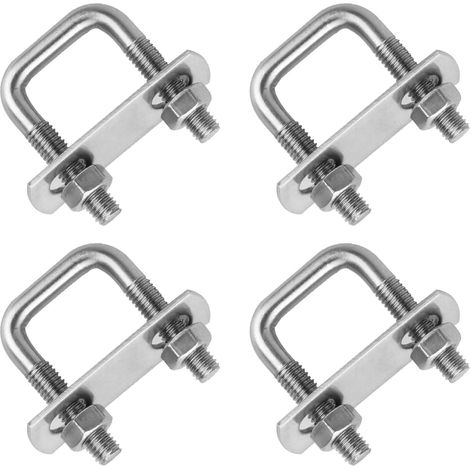 6 Pcs 25x50mm Inoxydable en M8 U-Bolts, avec Écrou et Plaques Rondelle de Cadre pour Fixation des Tuyaus de Remorquage de Voiture (1/5)