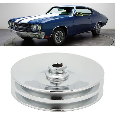 Doppelnut-Servolenkungspumpenriemenscheibe aus Chrom mit Keilnut, geeignet für SBC BBC Chevy 350 454 Motoren (SI-AT25143—). (1/5)