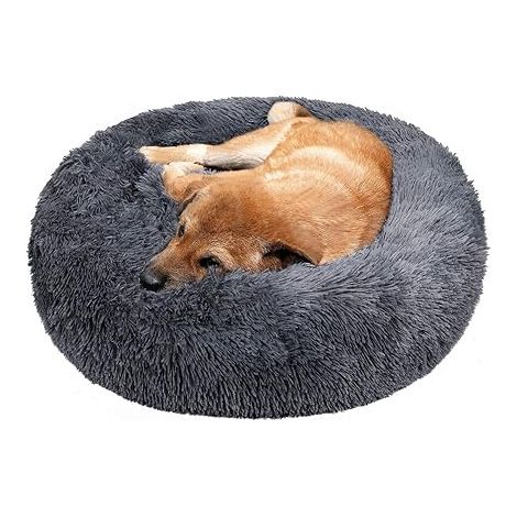 Hundebetten rundes Hunde- und Katzenkissen, extra weich, bequem und süß, für Katzen und kleine und mittelgroße Hunde, 50 cm, Dunkelgrau L 50 x B 50 x H 20 cm Hundeschlafplätze (1/5)
