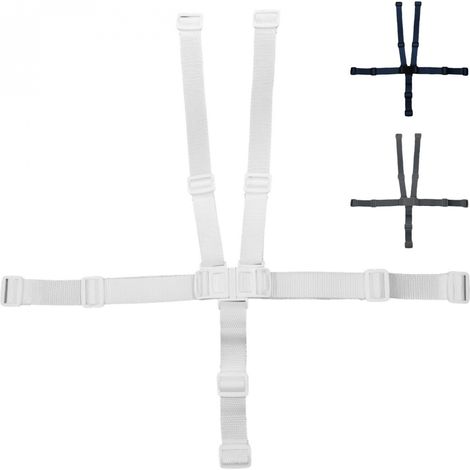 Lot de 2 harnais de sécurité 5 points pour chaise haute enfant - Gamme Ptit - Blanc - Monsieur Bébé (1/3)