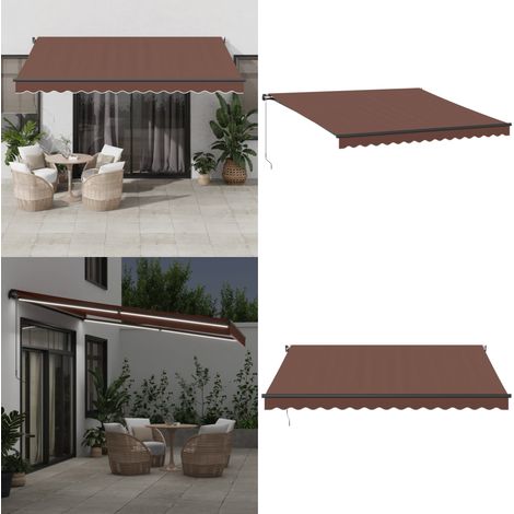 Markise Manuell mit LEDs Braun 400x300 cm - Markise - Gartendekoration - Sonnenschutz - Outdoor Möbel - Terrassenzubehör - Home & Living (1/5)