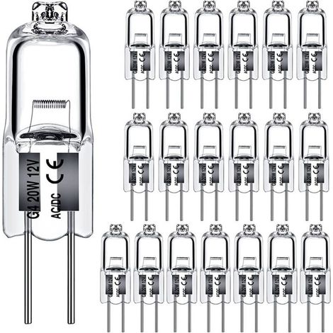 Ampoules halogènes G4 20W 12V Type 2 broches de remplacement de la base pour le paysage sous le meuble Puck Light Track Lighting Dimmable (10Pack) (1/5)