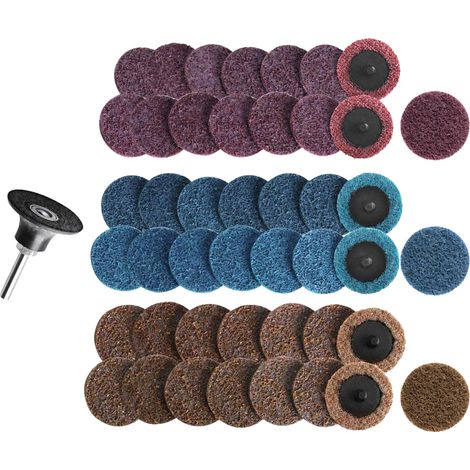 46 disques de ponçage de 5 cm (2 pouces) pour le nettoyage et le conditionnement, avec porte-disque de 6,35 mm (1/4 pouce). Disque à verrouillage par rouleau pour l'élimination de la rouille et de la (1/5)