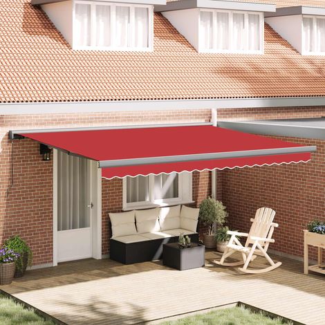 vidaXL Auvent Rétractable Rouge 4 × 3 m Toile et Aluminium