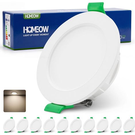 Spot LED Encastrable Extra Plat Trou 55mm - 68mm 220V 4W 380LM Blanc Neutre 4000K Spots de Plafond Encastrable Downlight IP44 Etanche Spot Salle de Bain pour Chambre Cuisine Lot de 10 (1/5)