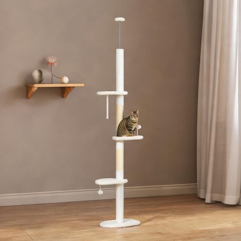 Arbre à chat blanc du sol au plafond 225 à 255 cm (1/5)