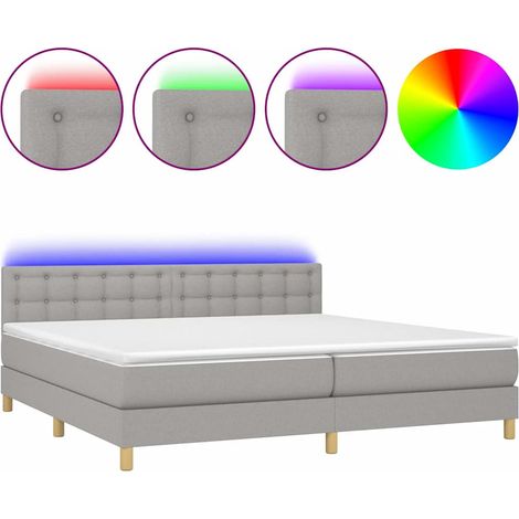 Maison Exclusive - Cama box spring con colchón tela y LED gris cl (1/5)