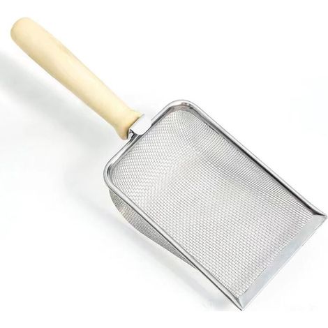 Feinporige Katzenstreuschaufel, Schaufel für Katzenstreu mit kleinen Partikeln, Edelstahlschaufel für feinen Sand, 1,5 Mesh/16 Mesh (geeignet für feinen Sand 0,8-1,2)