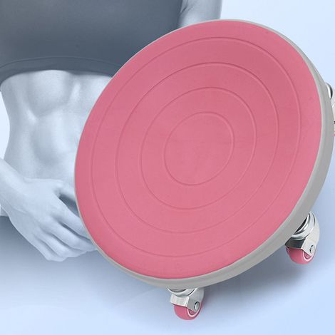 Plateforme d'exercice abdominale à 6 roues, silencieuse et robuste, pour l'entraînement musculaire abdominal (rose). (1/5)