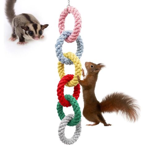 Hanging Cotton Rope Ring Climbing Toy for Small Pets Rat Toys, Sugar Glider Cage Accessories, Exercise Toys for Sugar Gliders, Rats, Squirrels, Birds, and Other Small Climbers (1/5)