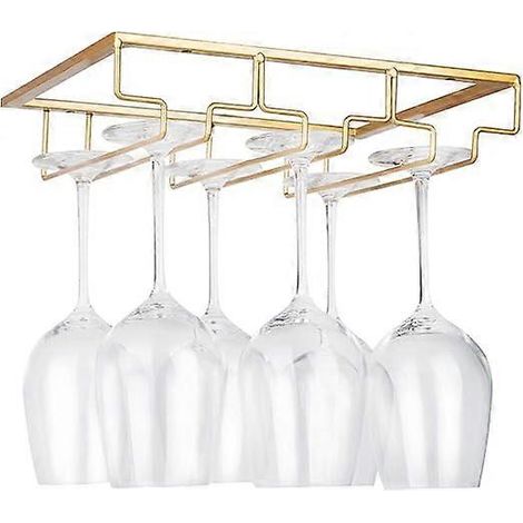 GoldWine Glasregal – Hängender Weinglashalter aus Metall zur Unterbaumontage mit Schrauben, Edelstahl-Glasregal mit 3 Reihen für Küche, Bar, Restaurant (1/5)
