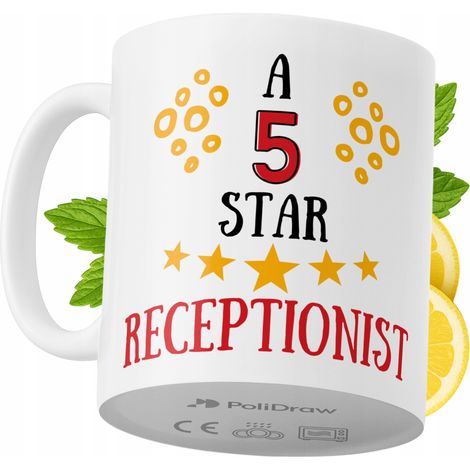 Lustige Kaffeetasse mit witzigem Textdesign für Rezeptionistinnen – ideal für Geburtstage, Namenstage, Feiertage und besondere Anlässe. Hochwertige Tasse für Büro, Homeoffice und Arbeit. Farbe: Weiß, (1/5)
