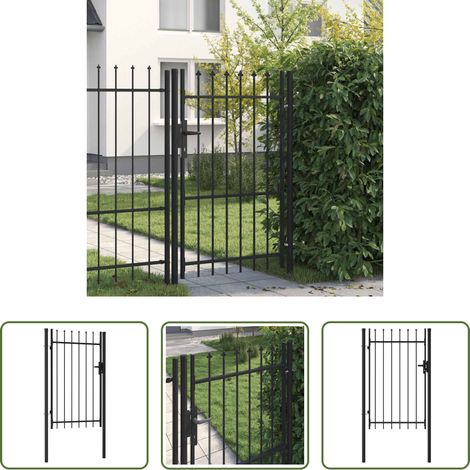 Zaun - Zauntor Boxtel Einzeltür mit Dornenaufsatz Stahl 1 x 1,5 m Schwarz (1/5)