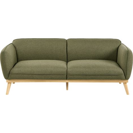 Sofá 3 plazas estilo escandinavo con patas cónicas de madera tapizado fácil de limpiar verde oliva Ljung