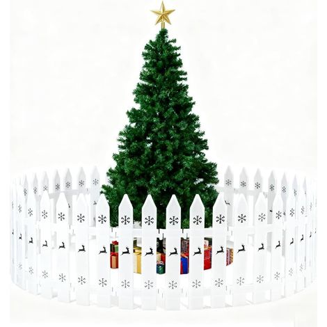 Recinzione per albero di Natale, 24 pezzi di recinzione per albero di Natale con fiocchi di neve e motivi di cervi, recinzioni decorative per albero di Natale, festa di matrimonio, paesaggistica, giar (1/5)