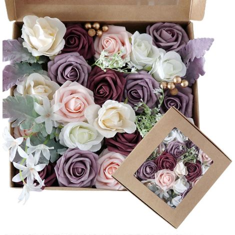 Coffret de roses artificielles pour bouquets de mariage et centres de table à faire soi-même (1/5)