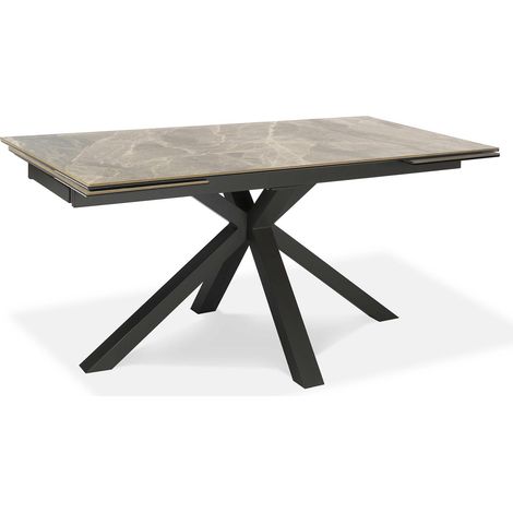 Tavolo Allungabile 160/240x90x76 cm in Metallo con Top Ceramica su Vetro Marmo Grigio (1/4)