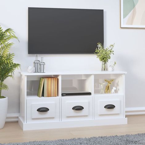 Meuble TV,Banc TV Moderne,Meuble de Rangement blanc brillant 100x35x50 cm bois d'ingénierie CFW256268 (1/5)