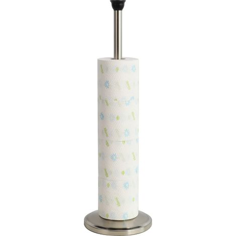 Support Papier Toilette, Support Papier Toilette sur Pied avec Base Lestée Lourde, Porte Rouleau Papier Toilette, Support Papier WC Idéal: Distributeur Papier Toilette sur Pied, Nickel (1/5)