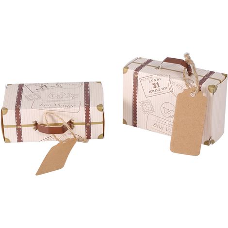 50 pces de Boîtes Cadeau Carton Mini Valise Originales & Élégantes pour Bonbons, Mariage, Anniversaire, Fête - Lot Portable de 50