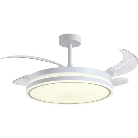 Ventilatore dc rodas bianco, 4 pale retrattili, 72w led 300040006000k, h.30/40xd.108/50cm