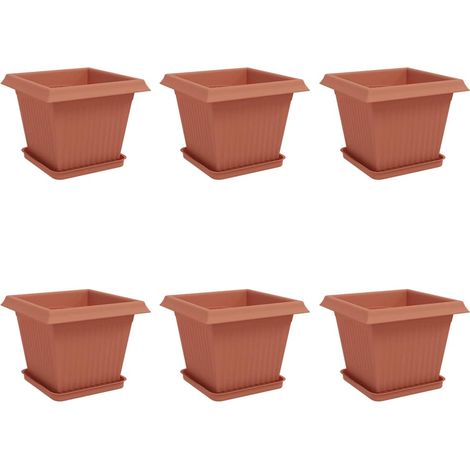 Maison Exclusive - Vasi per Piante 6 pcs Rosso Mattone 33 x 33 x 26 cm Plastica