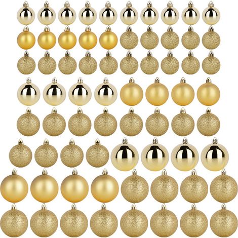 Ensemble de 70 boules de Noël incassables dorées pour sapin de Noël (1/4)