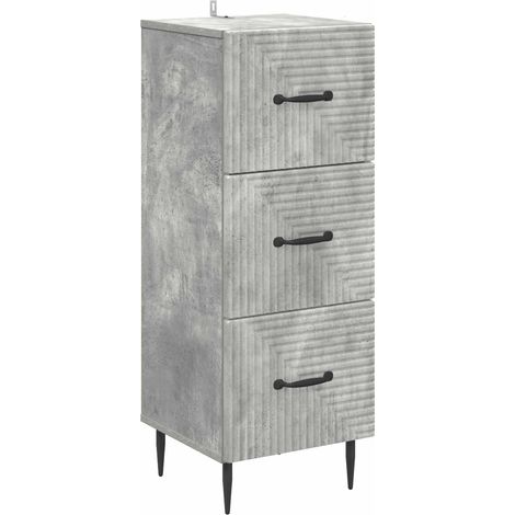 vidaXL Mobile con Cassetti Grigio Cemento 33 x 34,5 x 89,5 cm