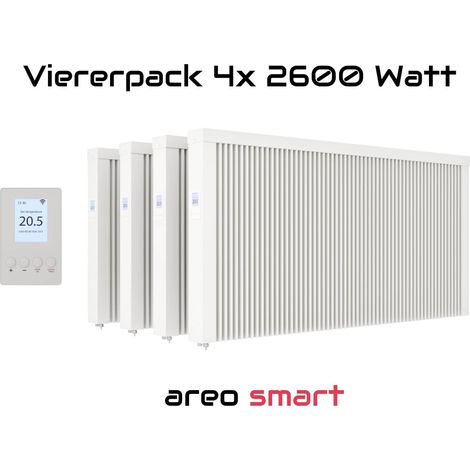 Elektroheizung Viererpack 4x 2600 Watt Flächenspeicherheizung areo smart - digitales Thermostat mit LCD-Display - Option zur Appsteuerung von eVARMO (1/5)