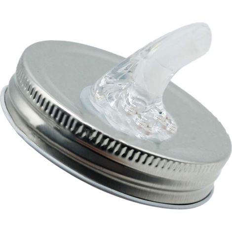 Couvercle Verseur - 70 mm - Compatible Contenants Standard - Sans FPA - Acier Blanc Acrylique Silicone Alimentaire - 1 Pièce (1/5)
