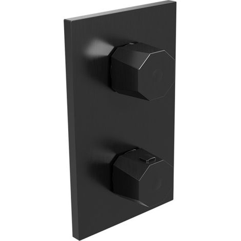 Façade douche thermostatique encastrée 2 sorties Chromé Noir Brossé Fractal - CRISTINA ONDYNA FT75275 (1/2)