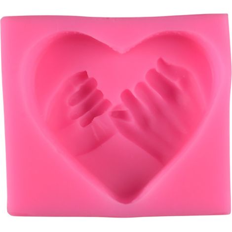 Moule à savon Main dans la main, moule en silicone en forme de cœur pour la fabrication de savons et bougies maison pour la Saint-Valentin, pâte polymère (1/5)