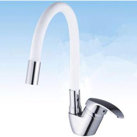 TrAdE Shop Traesio - Rubinetto Miscelatore Girevole Per Lavandino Lavello Cucina Colore Canna Bianco -
