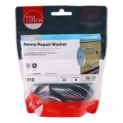 TIMCO Penny / Repair Washers DIN9054 Silver - M10 x 40
