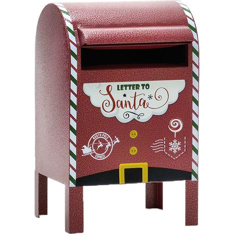 Cassetta della posta natalizia porta lettere di babbo natale rossa in latta H34 cm decorazioni addobbi casa (1/2)