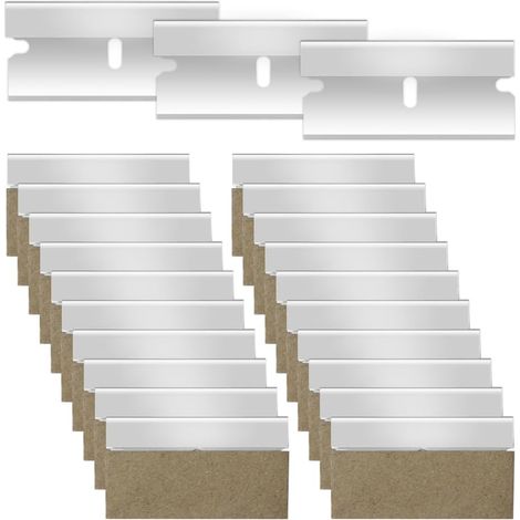 Lot de 100 Lame de Rechange pour Grattoir Plaque Vitrocéramiqu Acier Inoxydable Lames Grattoir Étui en Cuir lames Racloir,4 x 1,9CM (1/5)