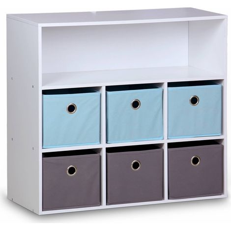 Children's storage unit with 6 baskets, Camille, Blue, 76.2x29.5x70 cm (1/5)